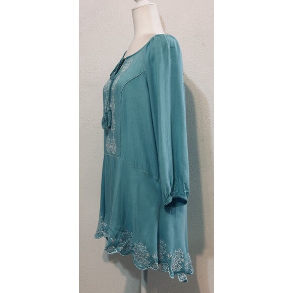 Ali Miles Women Size Large Embroidered Floral Tassel Tunic Top Boho Peasant - Picture 5 of 11